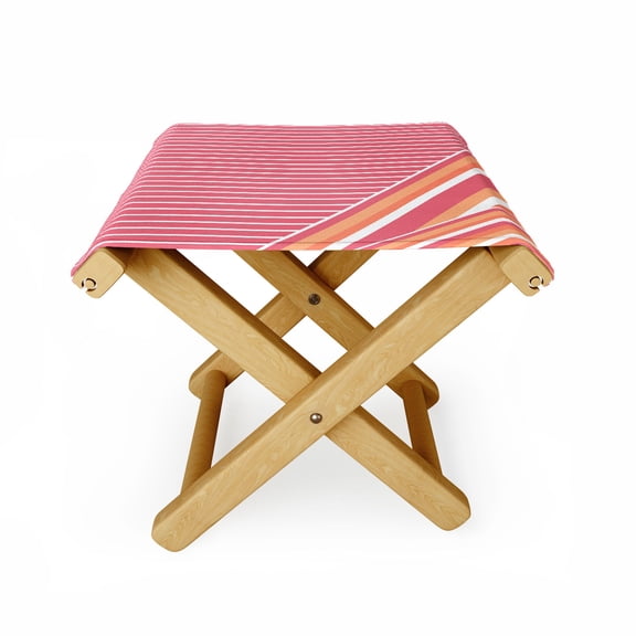 Society6 Pink Coral Stripes by Sheila Wenzel-Ganny Outdoor Ottoman