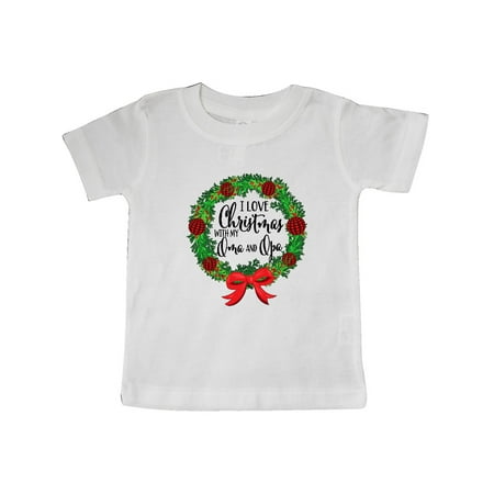 

Inktastic I Love Christmas with My Oma and Opa Wreath Gift Baby Boy or Baby Girl T-Shirt