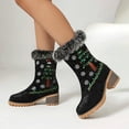thumbnail image 2 of Y-57 Black Womens Winter Round Head Thick Sole Thick Heel High Heels Thick Short Boots Casual Trendy Ladies, 2 of 5