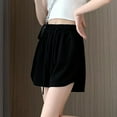 thumbnail image 3 of Womens Sport Shorts Summer Casual Pleated Jersey Short Drawstring Elastic Waist Short Pants Trendy Beach Holiday Wear, 3 of 4