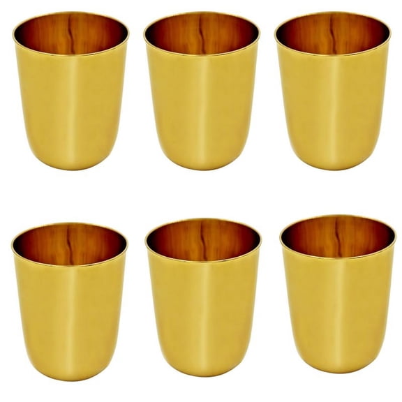 Huge Basket - Pure Brass Glass Tumbler with Handmade Design, Serveware & Drinkware Glass Set of 6