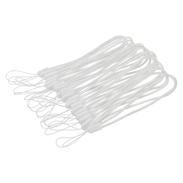 Unique Bargains 18cm Portable Item Nylon Cord Lanyards Hand Wrist Strap String White 20 Pack