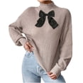 thumbnail image 2 of AGWOLF Fall Sweater for Women Casual Mock Neck Knit Pullover Oversized Bow Lantern Long Sleeve Jumper, 2 of 8