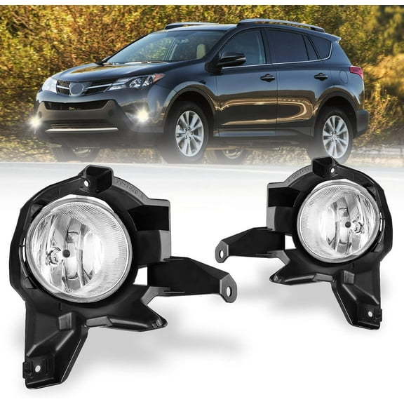 Fog Lights Assembly for Toyota RAV4 2013 2014 2015,OEM Replacement Fog Lamps Clear Lens with Bulbs-H16 12V 19W