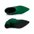 thumbnail image 4 of Allegra K Women's Pointy Toe Side Zip Block Heel Ankle Boots Emerald Green 5.5, 4 of 7