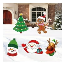 Christmas Yard Signs 5PCS - Santa, Reindeer, Snowman Outdoor Xmas Decorations - Holiday Garden Lawn Decor - 13.58x8.86 Inch Multicolour