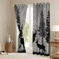 thumbnail image 3 of Homewish Jungle Wildlife Deer Black Out Curtains,Rustic Farmhouse Cabin Curtains Pack of 2 (42x63 Each),Gray Black Bedroom Curtains For Boys Teens,Microfiber Bedroom Decor, 3 of 6