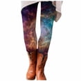 thumbnail image 4 of Endives Women's Legging High Waisted Milky Way Print Stretchy Yoga Legging Workout Pants Casual Daily Wear Blue, 4 of 7