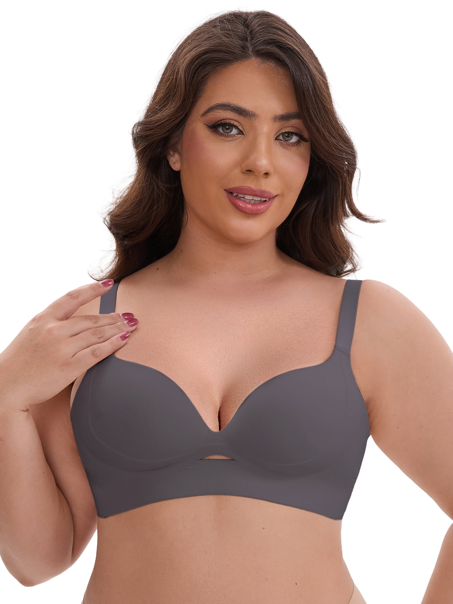 DARING DIVA Wireless Push Ups Adjustable Spaghetti Straps 36D Dark Gray