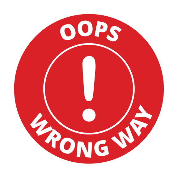 Signs ByLITA Circle Oops, Wrong Way Sign (Red) - Large