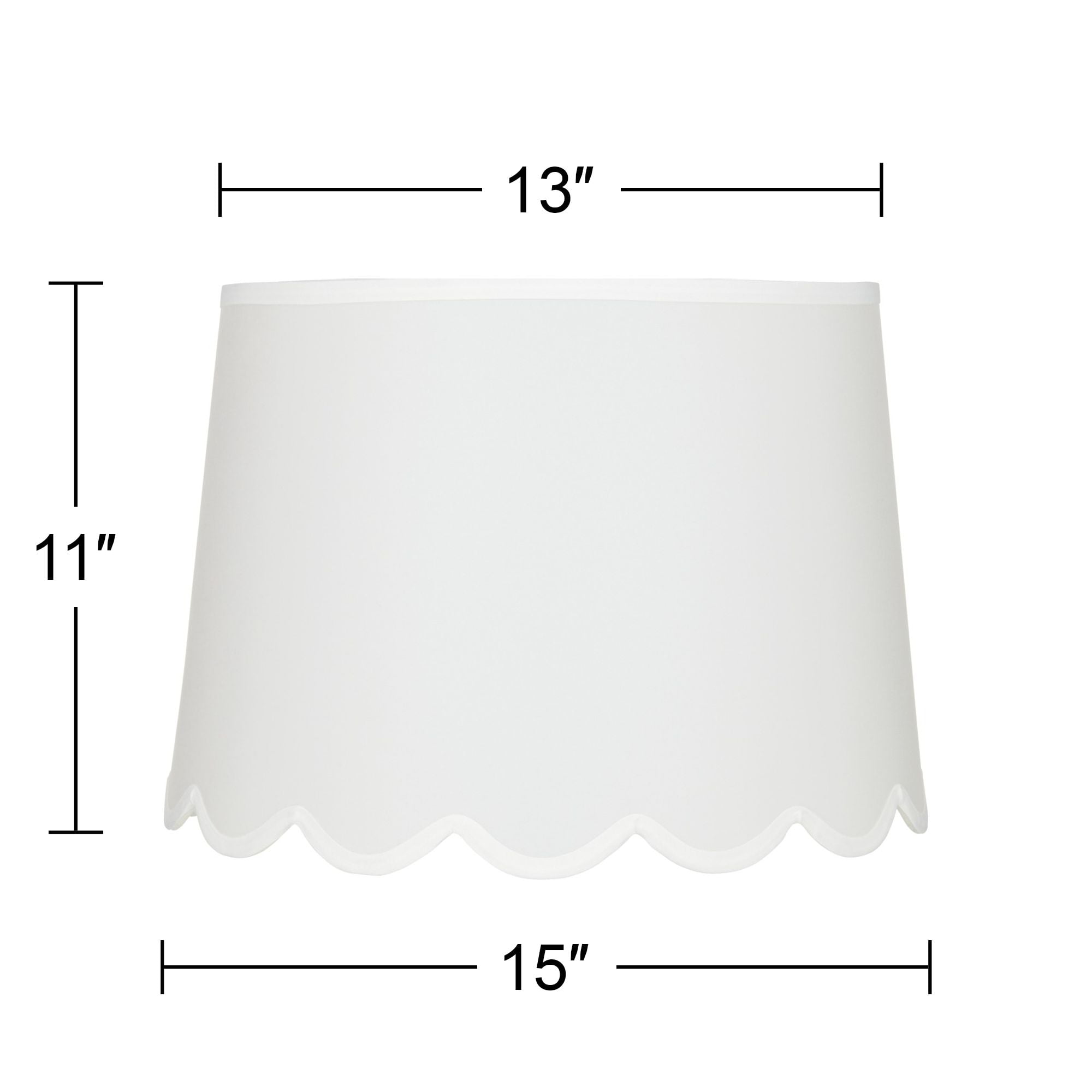 Springcrest Collection Hardback Scallop Empire Lamp Shade White Medium 13" Top x 15" Bottom x 11" High Spider with Replacement Harp and Finial Fitting