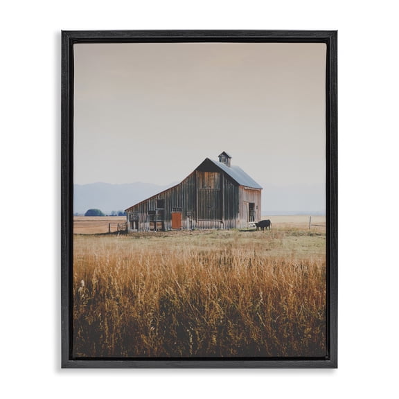 Stupell Industries Rustic Lodge Rural Barn Landscape Black Floating Frame Canvas Art, 25 x 31, by Annie Bailey Art