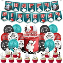 30PACK Baymax Birthday Party Decorations, Cartoon Big Hero Birthday Supplies -Happy Birthday Banner, Balloons, Cake Topper, Cupcake Toppers for Kids Big Hero Theme Party