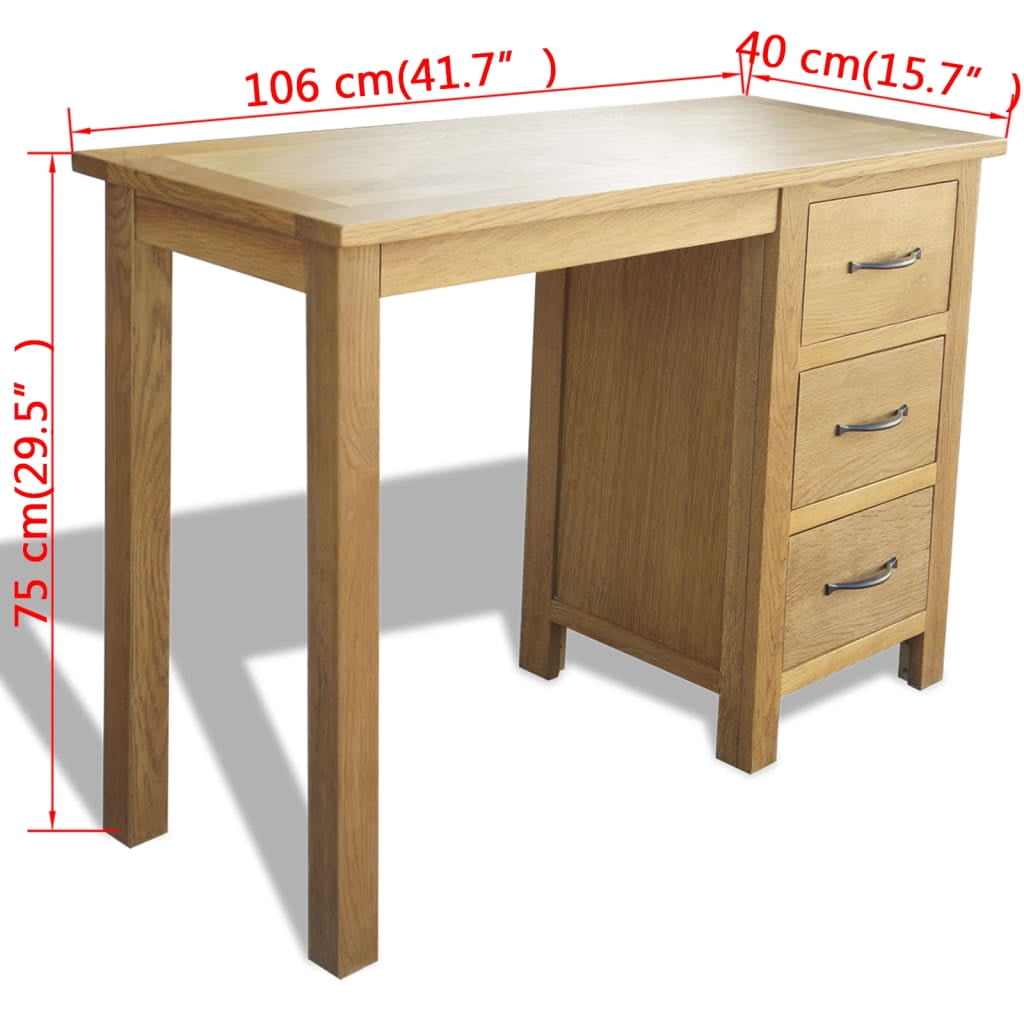 Kepooman Home Office Writing Computer Desk with 3 Drawers, Brown Kepooman Home Office Writing Computer Desk with 3 Drawers, Brown