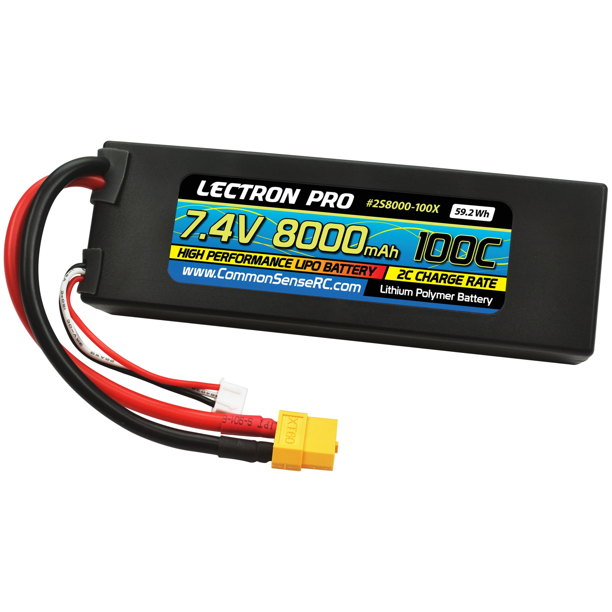 Batterie LiPo Common Sense RC Lectron Pro 7,4V 5200mAh 50C - Connecteur EC3, Pour Voiture/avion RC