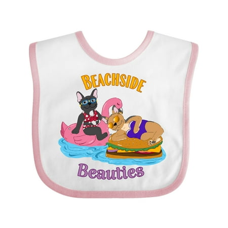 

Inktastic Beachside Beauties Cute French Bulldogs On Pool Floaties Gift Baby Boy or Baby Girl Bib