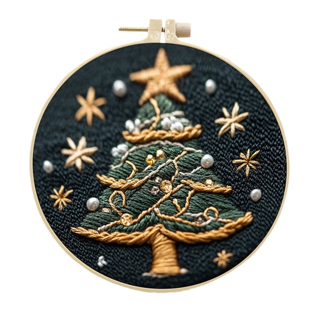 Christmas Embroidery Craft Kit for Adults Beginners with Full Pattern Threads and Needles Complete Set