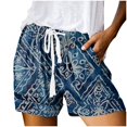 thumbnail image 1 of Cathalem Womens Premium Soft Linen Shorts Roll Hem Shorts with Pockets,Blue S, 1 of 4