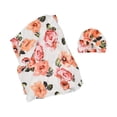 thumbnail image 6 of ZHUASHUM Baby blankets For Boys Girls Floral Prints Swaddle Turban Hat Soft Sleeping Blanket Wrap Set Bedding, Home Decor for All Seasons Orange M, 6 of 6