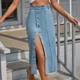 thumbnail image 2 of JIKNTTR Women's Skirts Trendy Jean Skirts For Women Irregular Split Denim High Waisted Skirt Beach Vacation Skirts, 2 of 9