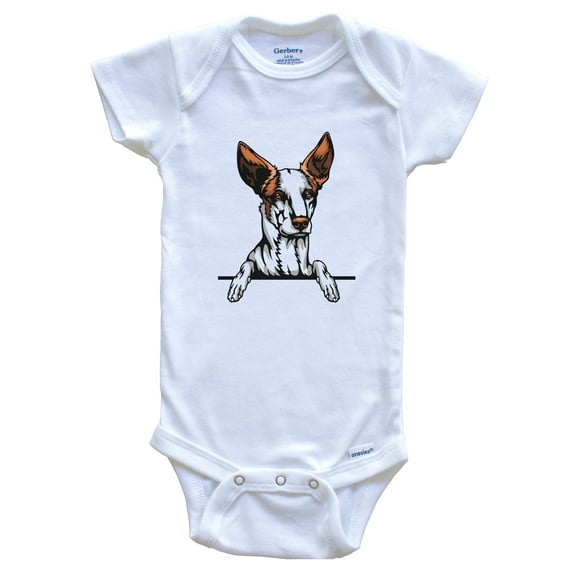 Podenco Dog Breed Cute Baby Bodysuit, 0-3 months white