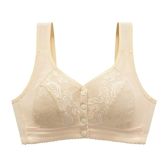 Sopiago Bras for Women Front Closure Bras Push Up No Underwire Everyday Bra Plus Size Full Coverage Breathable Brassiere Beige,50
