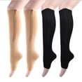 thumbnail image 2 of Calcetines de compresión con cremallera - 2 pares de medias de compresión con punta abierta para hombres y mujeres L/XL   ER, 2 of 5