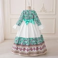 thumbnail image 5 of Odeerbi Kids Girls Retro Vintage Floral Muslim Dress Cotton Ruffle Princess Dress Gowns Children's Round Neck Long Sleeve Embroidery Dress Kids Girls Clothes, 5 of 9