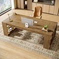 thumbnail image 3 of Finmind 70.87-inch Executive Desk, Large Office Computer Desk with Storage Shelves, Modern Simple Workstations Writing Table, Rustic Brown, 3 of 8
