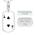thumbnail image 2 of 2 of Clubs Gambler Stainless Steel or 18k Gold Premium Swivel Dog Tag Keychain, 2 of 16
