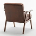 thumbnail image 2 of Dtwnek Fabric Upholstery Accent Chair with Solid Wood Frame, Mid-Century Modern Armchair for Living Room, Bedroom, Office, Light Brown, 2 of 5
