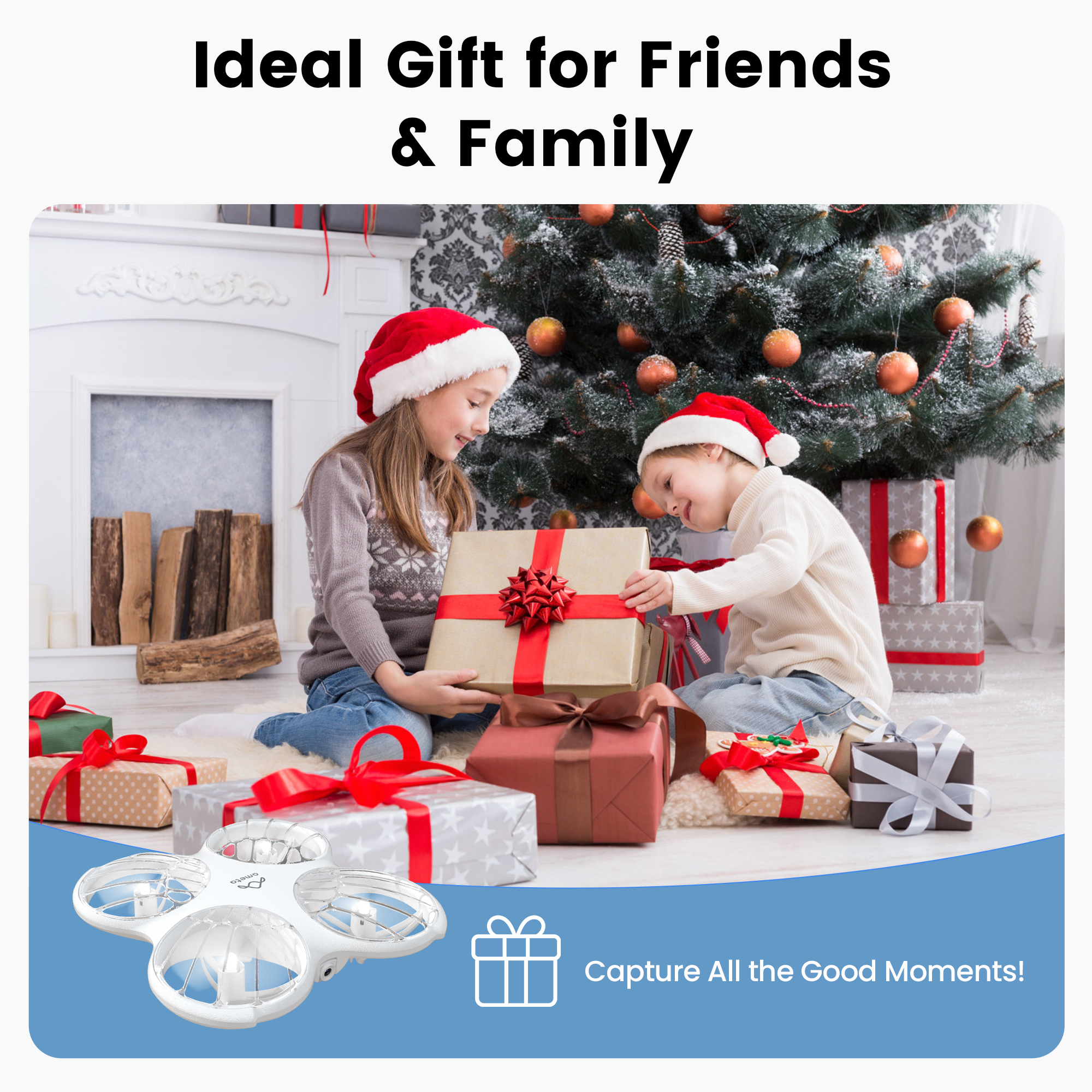 Ameta RC Drones for Kids Beginners with 1080P HD FPV Camera, Cool Toys for Boys Girls, RC Quadcopter with Cool LED Light, Propeller Full Protect and Long Flight Time, Morpho Drone with Camera