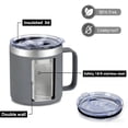 thumbnail image 3 of 12oz Stainless Steel Insulated Coffee Mug with Handle Double Wall Vacuum Travel Mug Tumbler Cup with Sliding Lid Gray, 3 of 7