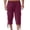 Red, variant on Kureaily Mens Cotton Linen Capri Pants Light Loose 3/4 Long Shorts Elastic Waist Drawstring Casual Beach Trousers