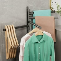 CASAFUN Swivel Towel Rack,Thicken 4-Arm Towel Bar,Space Saving Wall Mounted Towel Holder with Hook,Rustproof Swing Out Towel Hanger for Bathroom, Kitchen