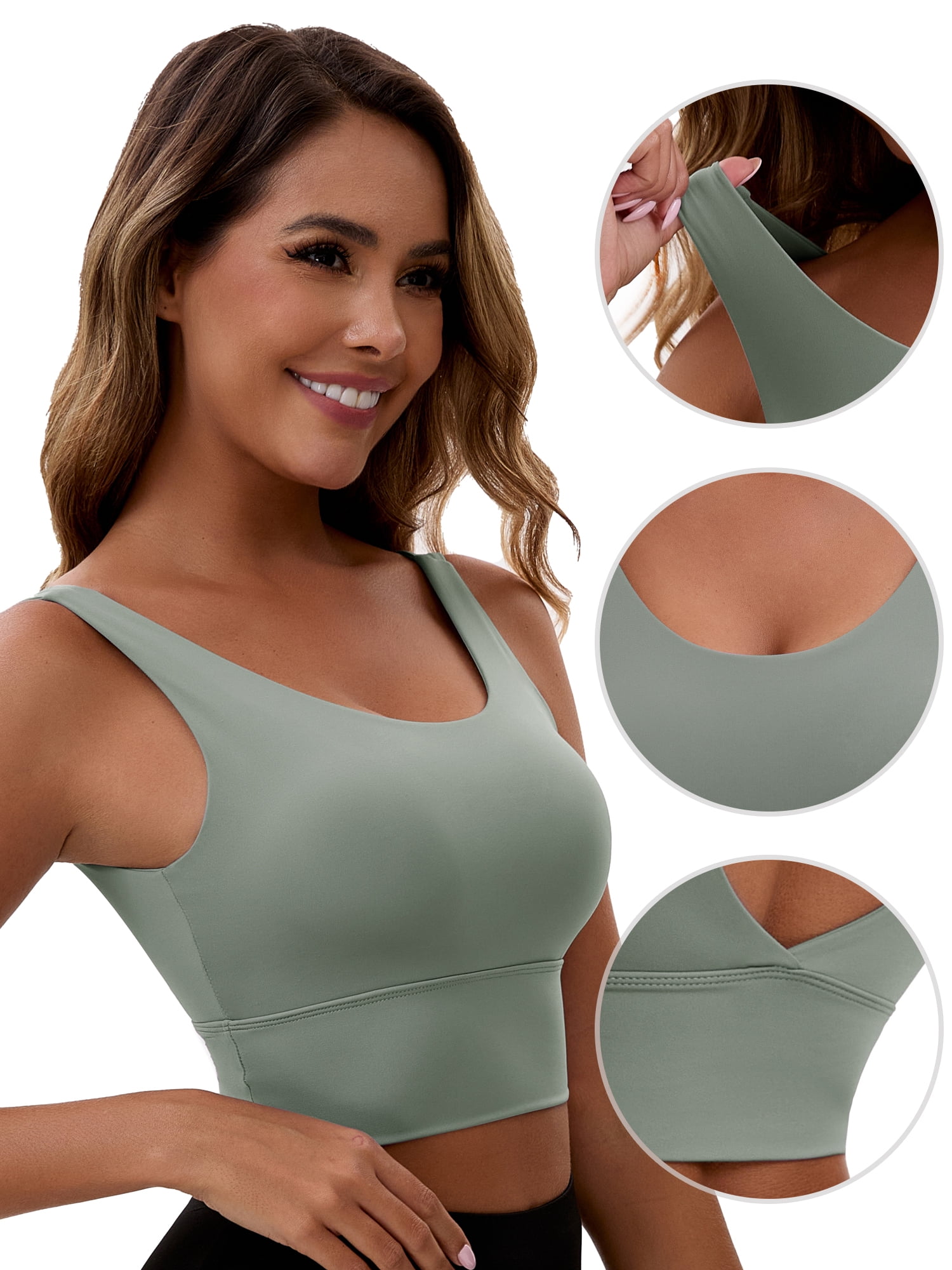 Unique Bargains Women's V Back Wide Straps Sports Bra S Gray