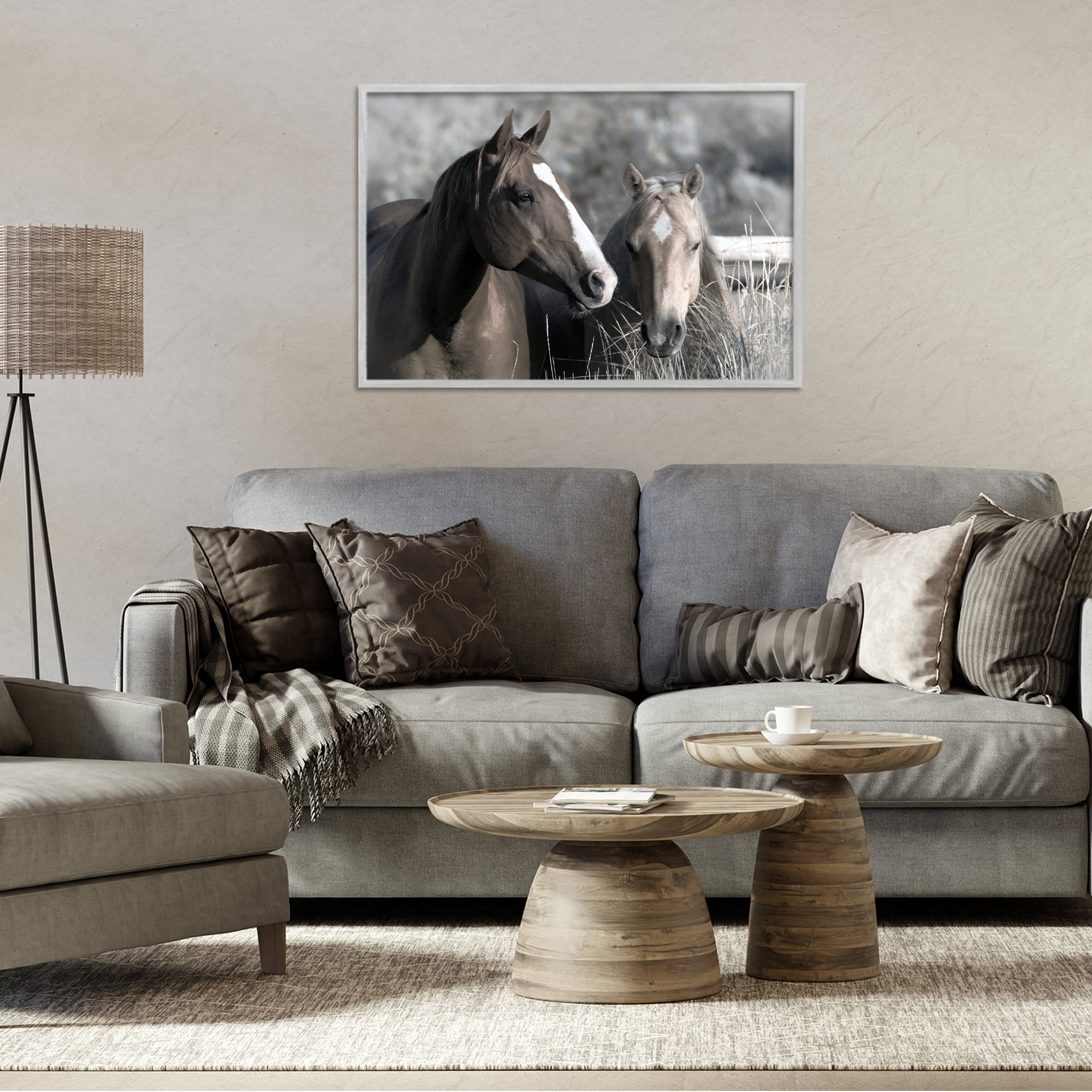 Stupell Industries Content Horses In Pasture Gray Framed Giclee Art, design by Danita Delimont