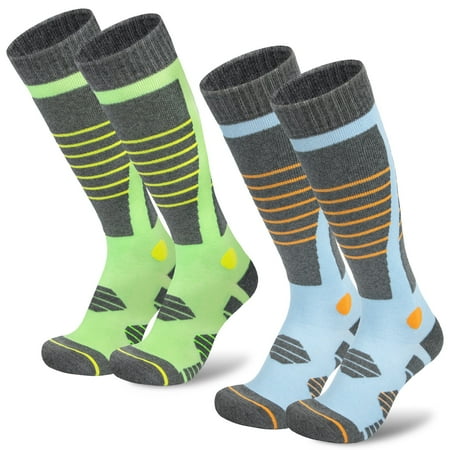 Loritta 2 Pairs Merino Wool Ski Socks Thermal Warm Winter Thick Knee High Snowboarding Skiing Socks for Women