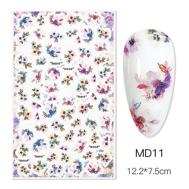 Abstract Face Nail Stickers Flower Leaf Butterfly Letter Color Block Decals Gel Polish Sliders Summer Spring Decor