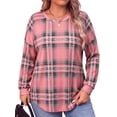 thumbnail image 2 of WellSize Plus Size Sweatshirts for Women Plaid Crewneck Long Sleeve Shirts Casual Fall Tunic Tops Lightweight Pullover Sweatshirts, 2 of 7