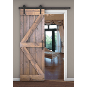Essencaliy 28in x84in Solid Wood Barn Door Made-in-USA Finished Rustic Style W/ Hardware Kit(DIY)