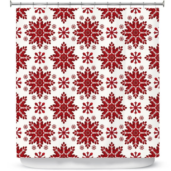 Shower Curtains 70" x 84" from DiaNoche Designs by Paper Mosaic Studio - Christmas Folk Art