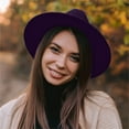 thumbnail image 3 of Cotton Bucket Hats for Women Men'S And Women'S Solid Ribbon Bucket Hat Jazz British Hat,Purple Women's Accessories Bucket Hats M, 3 of 4