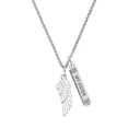 thumbnail image 1 of Delight Jewelry Silvertone Large White Enamel Angel Wing Silvertone Always My Sister Bar Charm Necklace, 23", 1 of 4