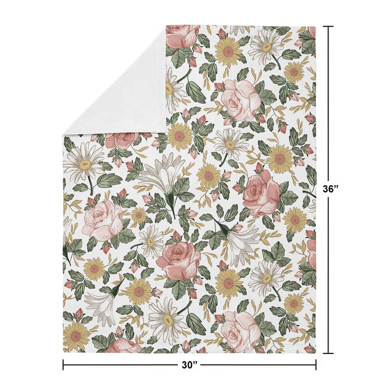 Sweet Jojo Designs Vintage Floral Pink Green and Yellow Baby Security Blanket
