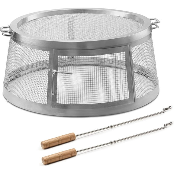TURBRO Stainless Steel Shield, Fire Pit Spark Cover, Shield Screen with Sticks for Backyard, Camping and Outdoor Fire Pits, Accessory for 19 in. Fire Pit, Pluto R19