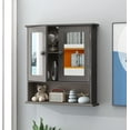 thumbnail image 2 of Grey Bathroom Storage - 2-Door Medicine Cabinet with Mirror, 3 Open Shelves, Over Toilet, 2 of 18