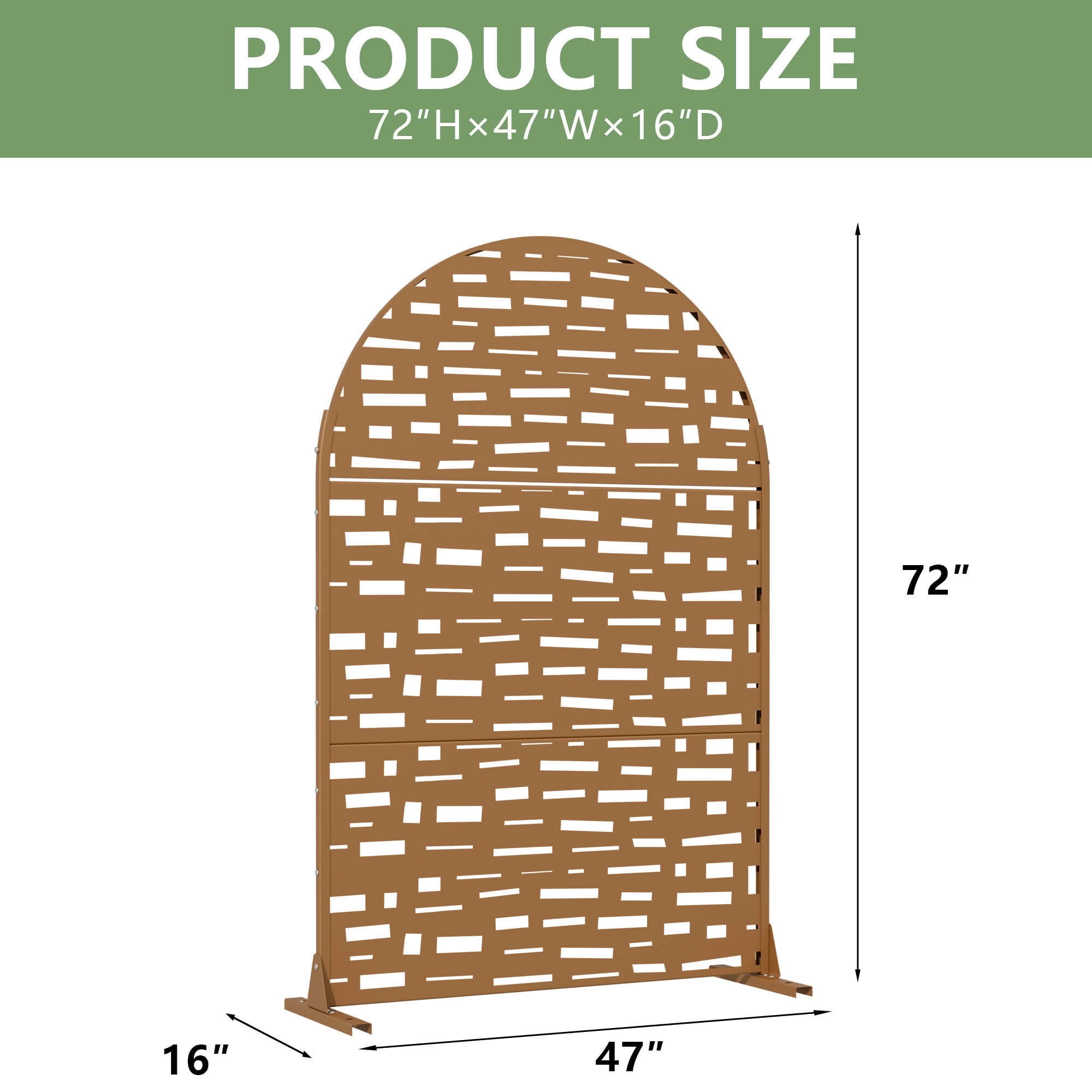 MAYEERTY 72X47" Metal Outdoor Brown Privacy Screen for Backyard & Garden, 3 Piece Set