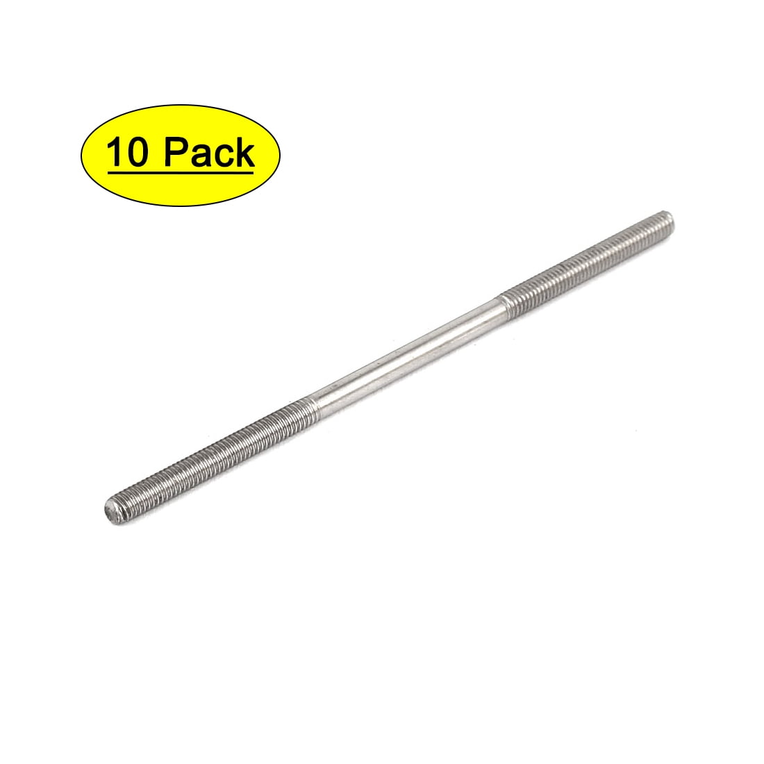 M3x70mm 304 Stainless Steel Double End Threaded Stud Screw Bolt 10pcs