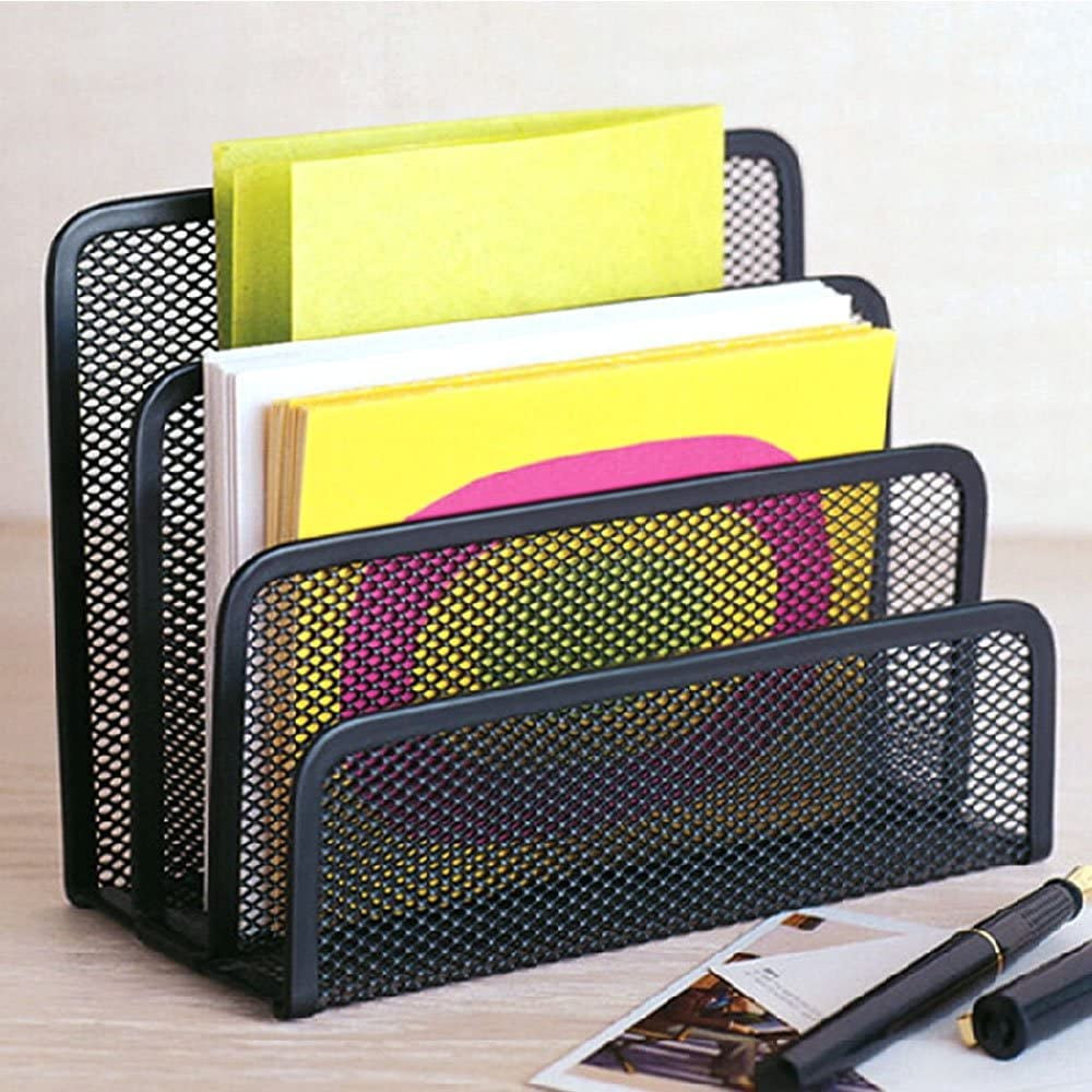 Desk Mail Organizer wishacc Small File Holders Letter Organizer Metal Mesh for 